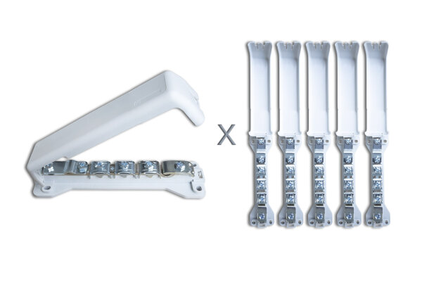 Newlec HPS1 Potentialausgleichsschiene 6×2,5–25 mm² / 1×2,5–6 mm² / 1× Bandeisen – mit Abdeckung / 1St.