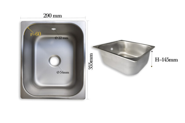 Edelstahl-Spülbecken für Wohnmobile + Camper