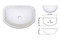 Lavabo blanc - semi-ovale pour salle d’eau, fourgon...
